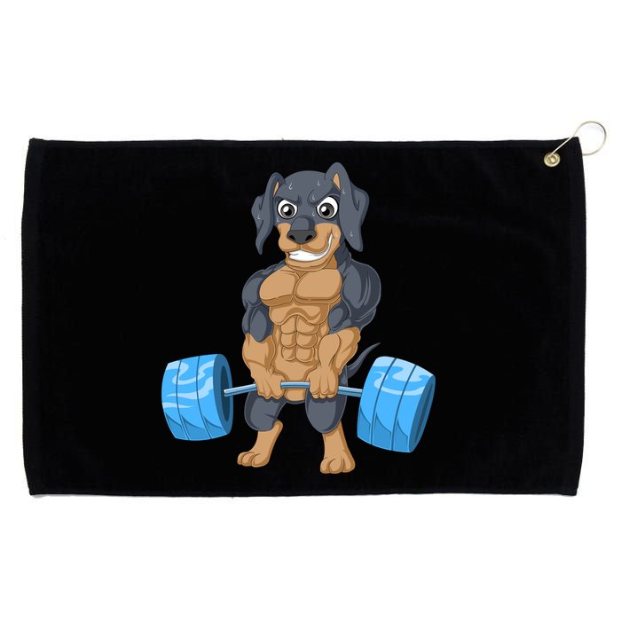 Dachshund Weightlifting Grommeted Golf Towel