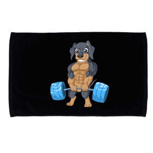 Dachshund Weightlifting Microfiber Hand Towel