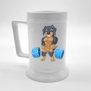 Dachshund Weightlifting Beer Stein