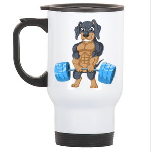 Dachshund Weightlifting Stainless Steel Travel Mug