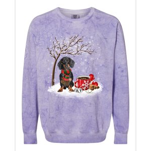 Dachshund Wiener Dog In The Snow Christmas Winter Xmas Tree Gift Colorblast Crewneck Sweatshirt