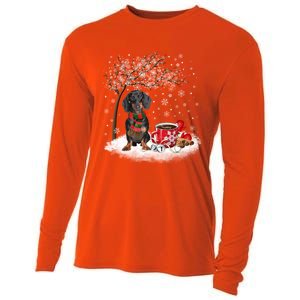 Dachshund Wiener Dog In The Snow Christmas Winter Xmas Tree Gift Cooling Performance Long Sleeve Crew