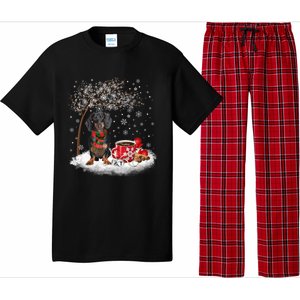 Dachshund Wiener Dog In The Snow Christmas Winter Xmas Tree Gift Pajama Set