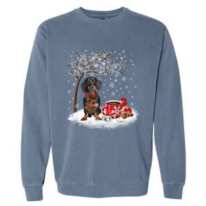 Dachshund Wiener Dog In The Snow Christmas Winter Xmas Tree Gift Garment-Dyed Sweatshirt