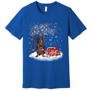 Dachshund Wiener Dog In The Snow Christmas Winter Xmas Tree Gift Premium T-Shirt