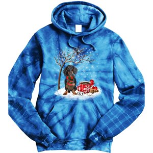 Dachshund Wiener Dog In The Snow Christmas Winter Xmas Tree Gift Tie Dye Hoodie