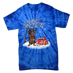 Dachshund Wiener Dog In The Snow Christmas Winter Xmas Tree Gift Tie-Dye T-Shirt