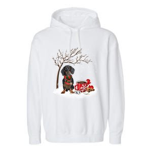 Dachshund Wiener Dog In The Snow Christmas Winter Xmas Tree Gift Garment-Dyed Fleece Hoodie