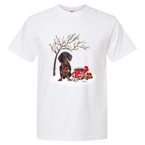 Dachshund Wiener Dog In The Snow Christmas Winter Xmas Tree Gift Garment-Dyed Heavyweight T-Shirt