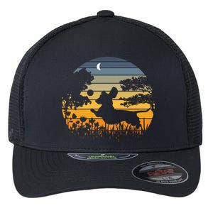 Dachshund Wiener Dog Sunset Garden Nature Lover Gift Flexfit Unipanel Trucker Cap