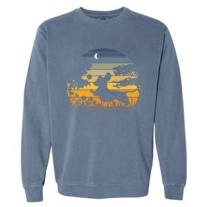 Dachshund Wiener Dog Sunset Garden Nature Lover Gift Garment-Dyed Sweatshirt