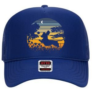 Dachshund Wiener Dog Sunset Garden Nature Lover Gift High Crown Mesh Back Trucker Hat