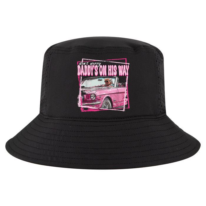 Dont Worry Daddys On His Way Funny Trump In Pink Car 2024 Cool Comfort Performance Bucket Hat