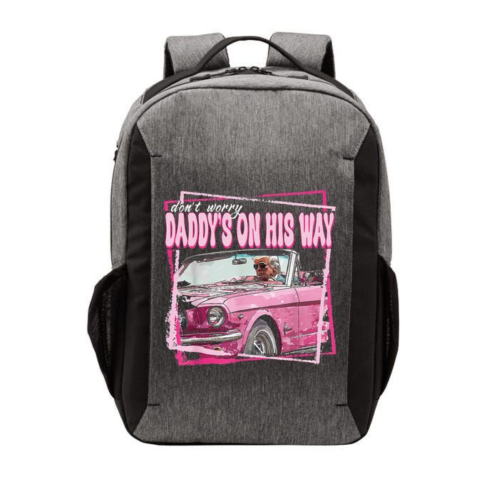 Dont Worry Daddys On His Way Funny Trump In Pink Car 2024 Vector Backpack