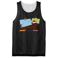 Dachshund Wiener Dog Retro Mid Century Modern Christmas Xmas Mesh Reversible Basketball Jersey Tank