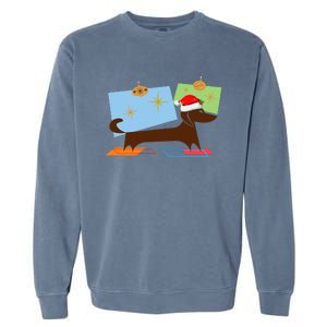 Dachshund Wiener Dog Retro Mid Century Modern Christmas Xmas Garment-Dyed Sweatshirt