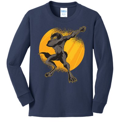 Dabbing Werewolf Kids Long Sleeve Shirt