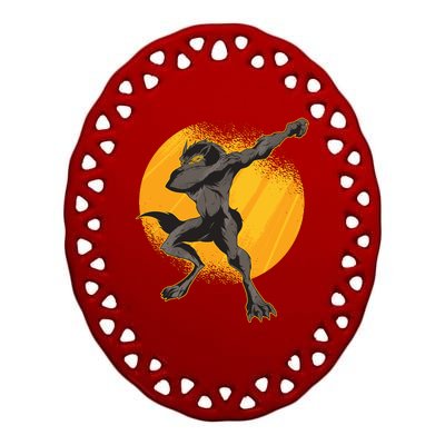 Dabbing Werewolf Ceramic Oval Ornament