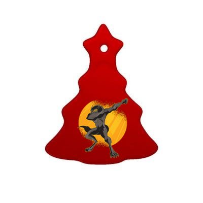 Dabbing Werewolf Ceramic Tree Ornament