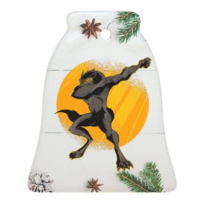 Dabbing Werewolf Ceramic Bell Ornament