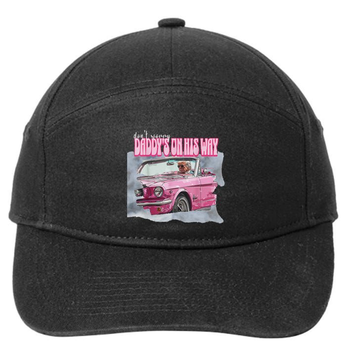 DonT Worry DaddyS On His Way Trump Pink Car 2024 7-Panel Snapback Hat