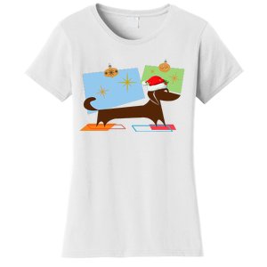 Dachshund Wiener Dog Retro Mid Century Modern Christmas Xmas Women's T-Shirt