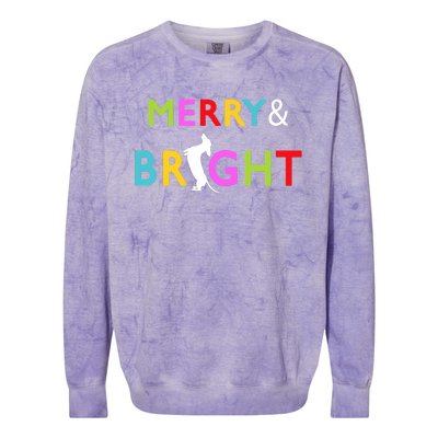 Dachshund Wiener Dog Merry And Bright Christmas Tree Lights Colorblast Crewneck Sweatshirt