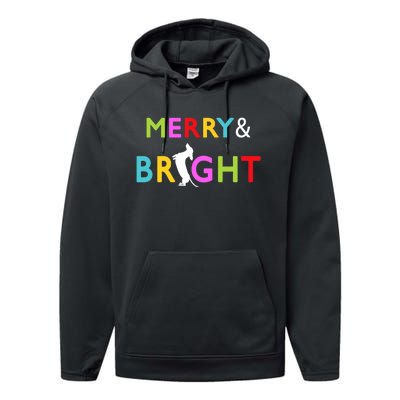 Dachshund Wiener Dog Merry And Bright Christmas Tree Lights Performance Fleece Hoodie