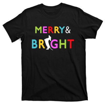 Dachshund Wiener Dog Merry And Bright Christmas Tree Lights T-Shirt