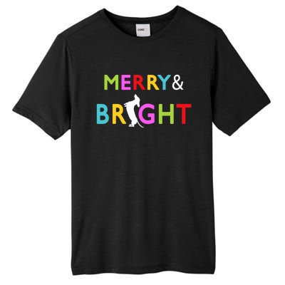 Dachshund Wiener Dog Merry And Bright Christmas Tree Lights Tall Fusion ChromaSoft Performance T-Shirt