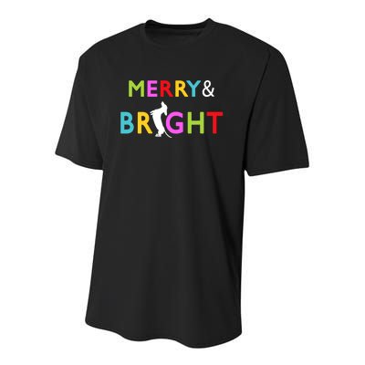 Dachshund Wiener Dog Merry And Bright Christmas Tree Lights Youth Performance Sprint T-Shirt