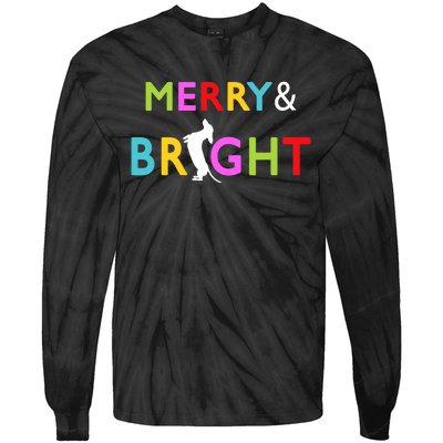 Dachshund Wiener Dog Merry And Bright Christmas Tree Lights Tie-Dye Long Sleeve Shirt