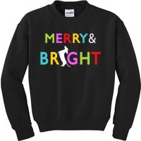 Dachshund Wiener Dog Merry And Bright Christmas Tree Lights Kids Sweatshirt