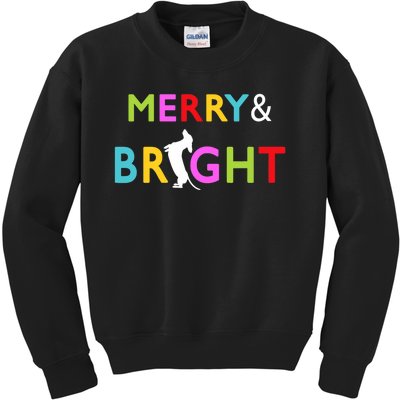 Dachshund Wiener Dog Merry And Bright Christmas Tree Lights Kids Sweatshirt