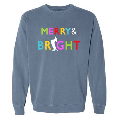 Dachshund Wiener Dog Merry And Bright Christmas Tree Lights Garment-Dyed Sweatshirt