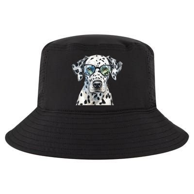 Dalmatian Watercolor Dog Wearing Glasses Cool Comfort Performance Bucket Hat