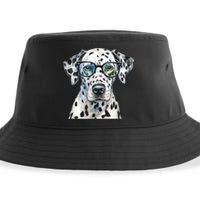 Dalmatian Watercolor Dog Wearing Glasses Sustainable Bucket Hat