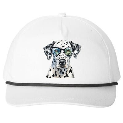 Dalmatian Watercolor Dog Wearing Glasses Snapback Five-Panel Rope Hat