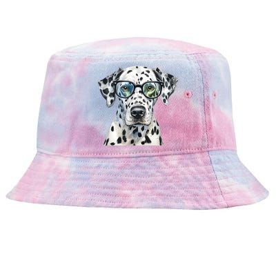 Dalmatian Watercolor Dog Wearing Glasses Tie-Dyed Bucket Hat