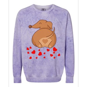 Dachshund Weenie Dog Lover Valentines Day For Funny Colorblast Crewneck Sweatshirt