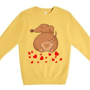 Dachshund Weenie Dog Lover Valentines Day For Funny Premium Crewneck Sweatshirt