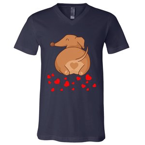 Dachshund Weenie Dog Lover Valentines Day For Funny V-Neck T-Shirt