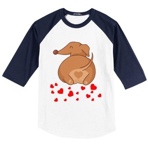 Dachshund Weenie Dog Lover Valentines Day For Funny Baseball Sleeve Shirt