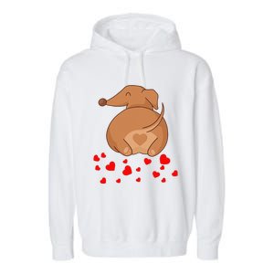 Dachshund Weenie Dog Lover Valentines Day For Funny Garment-Dyed Fleece Hoodie