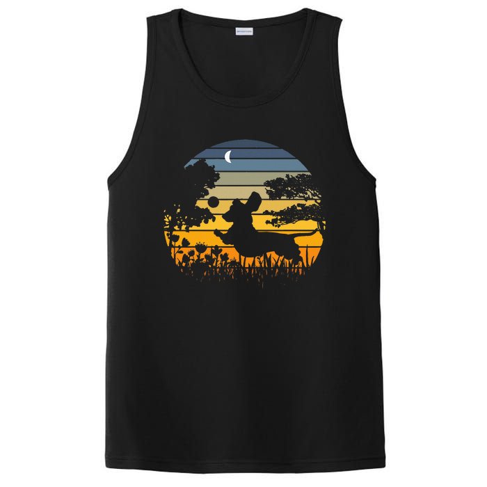 Dachshund Wiener Dog Sunset Garden PosiCharge Competitor Tank