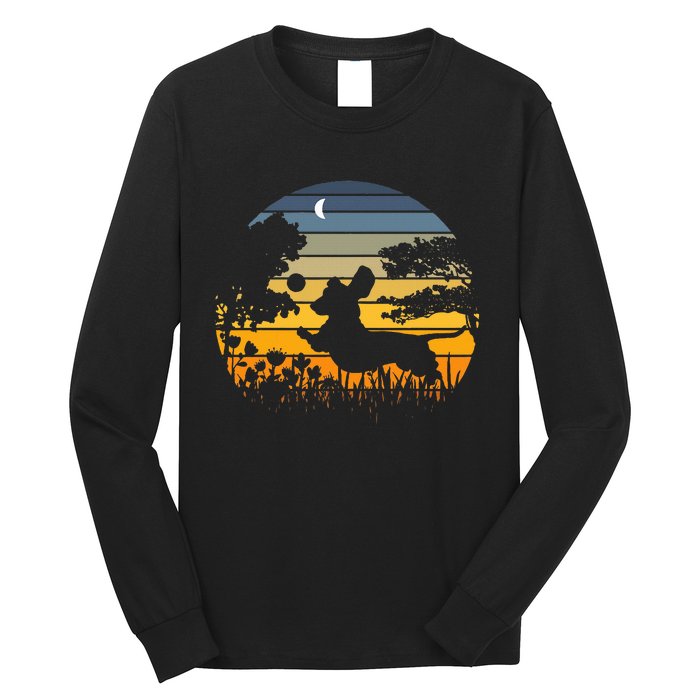 Dachshund Wiener Dog Sunset Garden Nature Lover Long Sleeve Shirt