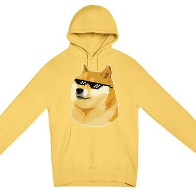 Doge With Deal With It Glasses Premium Pullover Hoodie