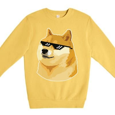 Doge With Deal With It Glasses Premium Crewneck Sweatshirt