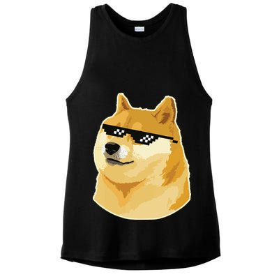 Doge With Deal With It Glasses Ladies PosiCharge Tri-Blend Wicking Tank