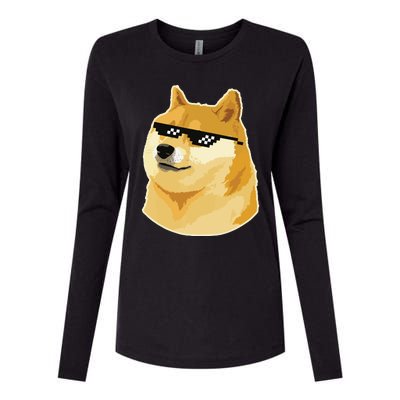 Doge With Deal With It Glasses Womens Cotton Relaxed Long Sleeve T-Shirt